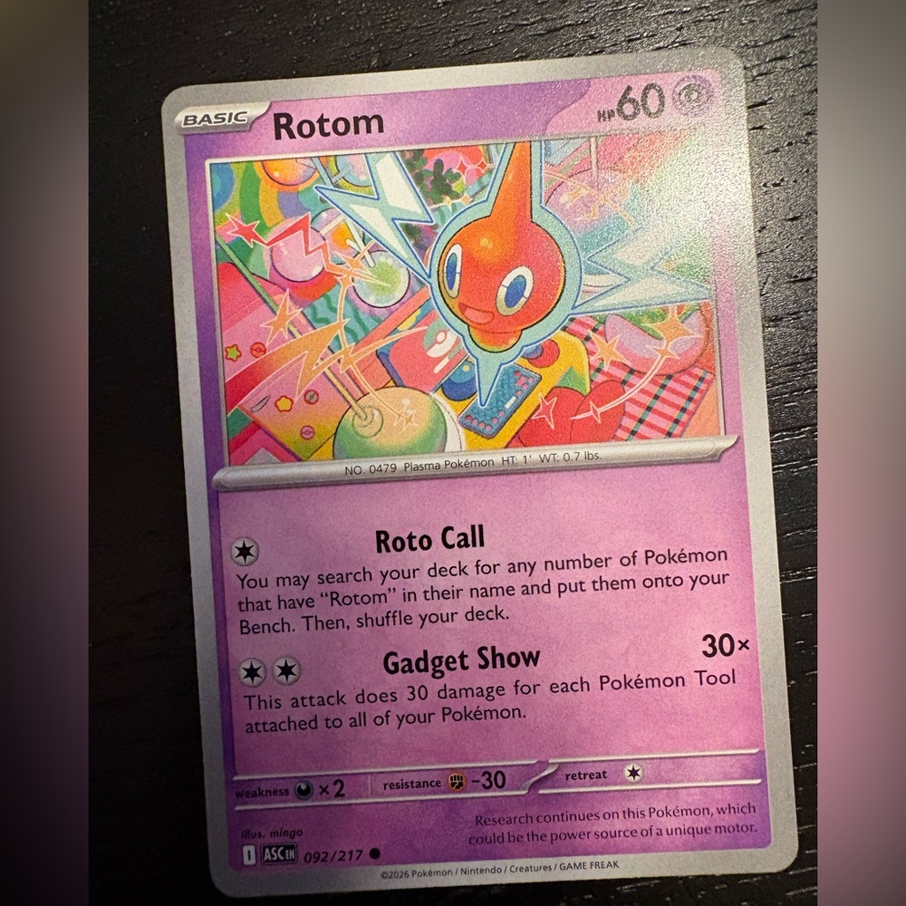 Rotom Pokémon TCG Holographic Card - Pink Artwork